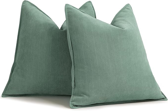 ZWJD Dusty Green Pillow Covers 24x24 Set of 2 Chenille Pillow Covers with Elegant Design Soft and... | Amazon (US)