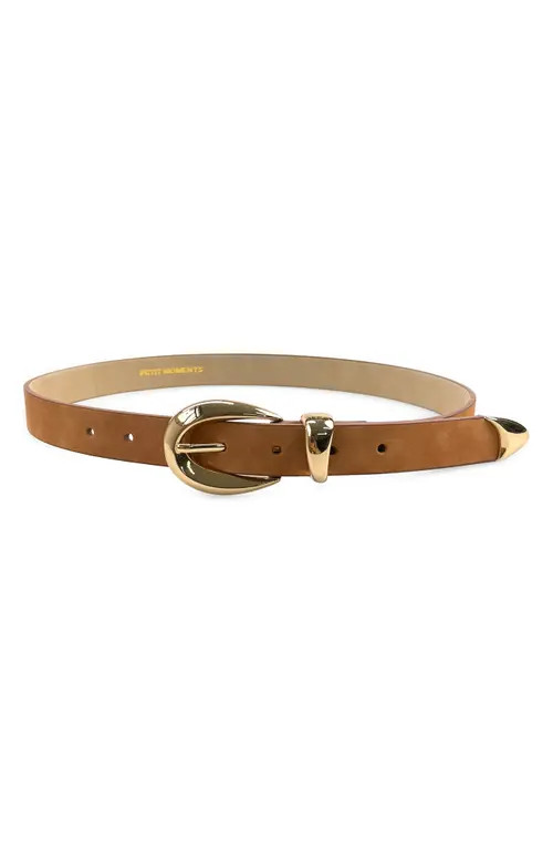 Petit Moments Marisa Faux Suede Belt in Brown Suede/gold at Nordstrom, Size X-Small/small | Nordstrom
