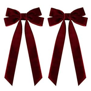 2PCS Velvet Hair Bows Red Hair Ribbon Clips Big Fall Alligator Clips Hair Accessories for Women G... | Amazon (US)