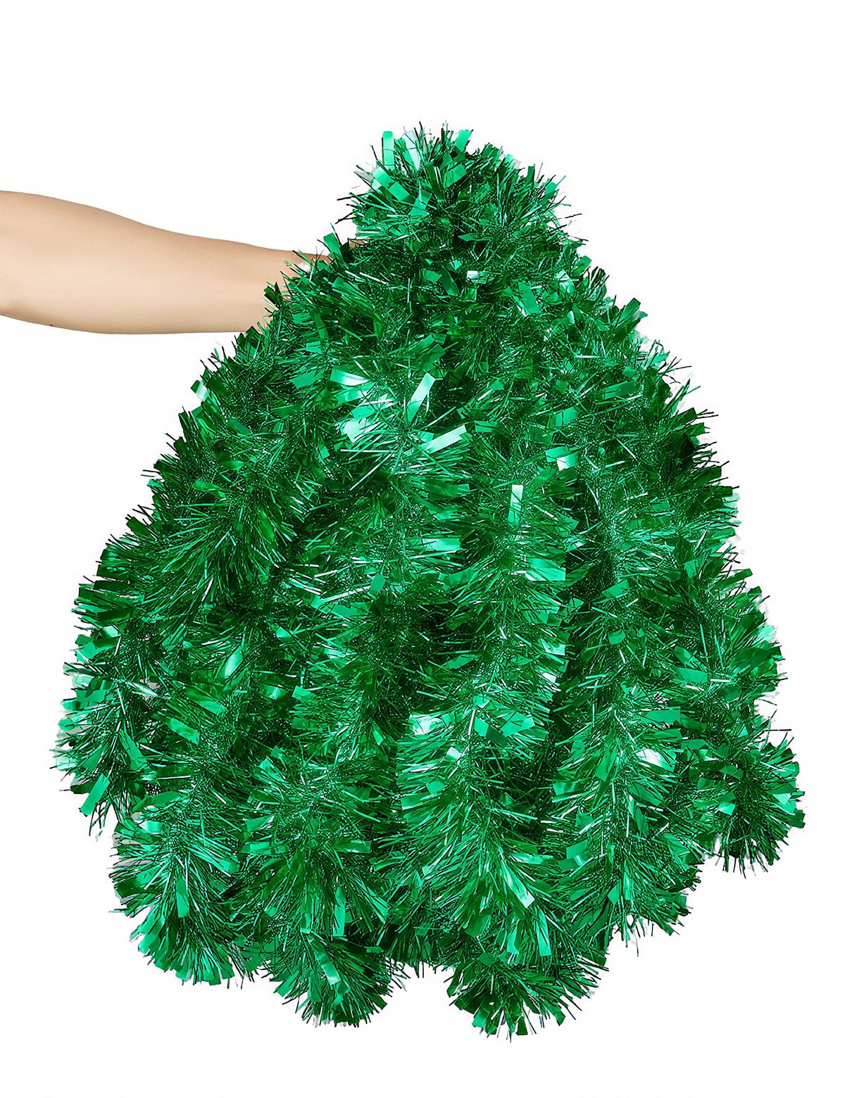 50FT Christmas Tinsel Garland, Green Thick Metallic Twist Garland for Xmas Tree, Holiday Party De... | Amazon (US)