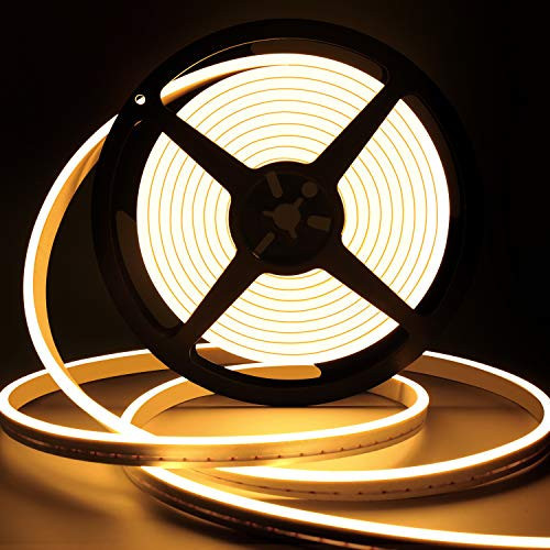 Lamomo LED Neon Lights, 12V Warm White Dimmable LED Strip Lights, 16.4ft/5m Waterproof LED Neon Rope Lights, Silicone 3000K Neon LED Strip for Bedroom Indoor Home Decor (Power Adapter Included) | Amazon (US)