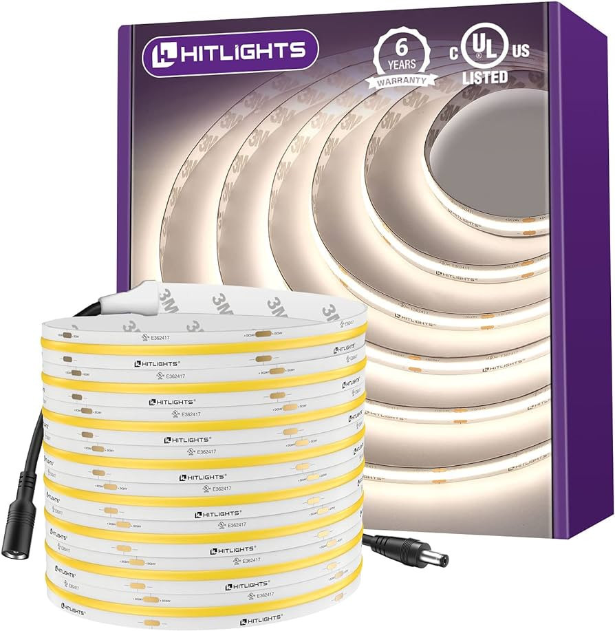 Amazon.com: HitLights COB LED Strip Lights Neutral White 4000K,16.4ft Premium High Density 24V Ta... | Amazon (US)