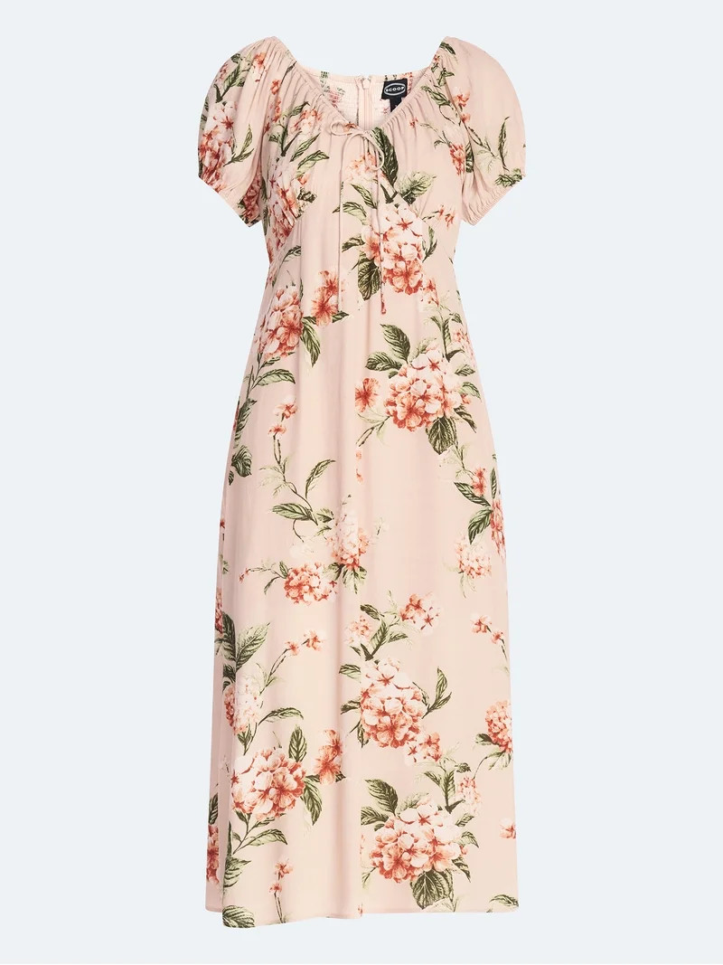 Scoop Women's and Women's Plus Puff Sleeve Midi Dress, Sizes XS-4X | Walmart (US)