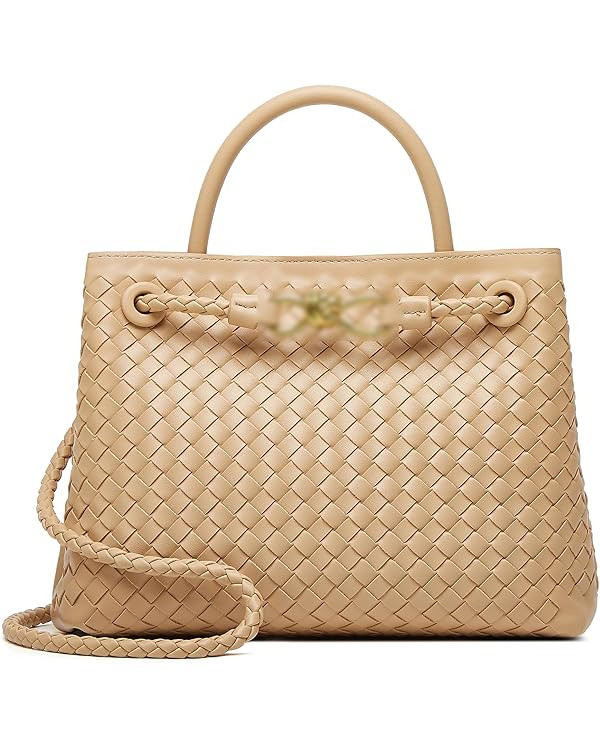 Woven Bag for Women Crossbody Handbag: Vegan Leather Small Tote Purse Trendy Shoulder Handbag Bow... | Amazon (US)