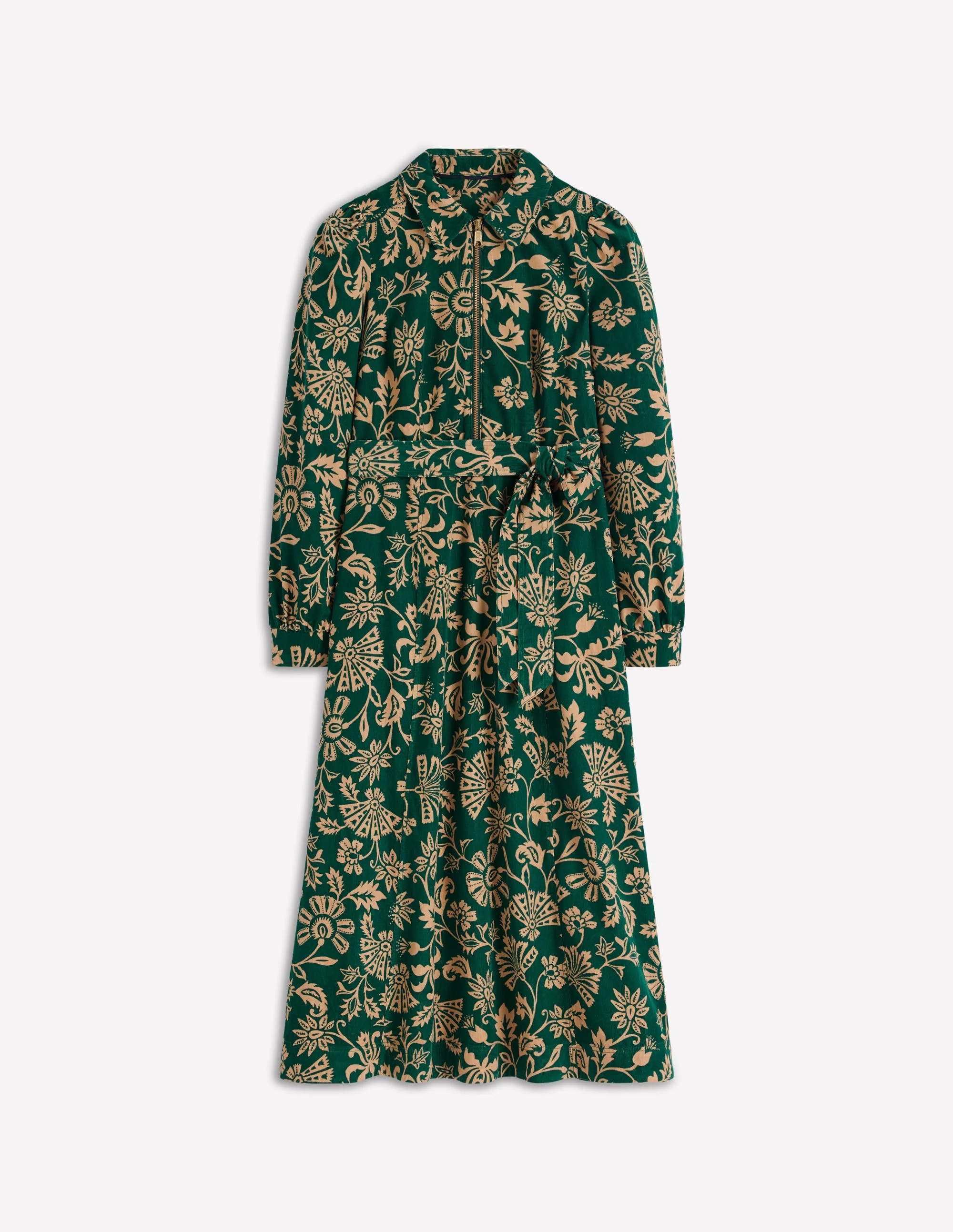 Adelaide Zip Cord Midi Dress-Emerald Night, Elaborate Vine | Boden (US)