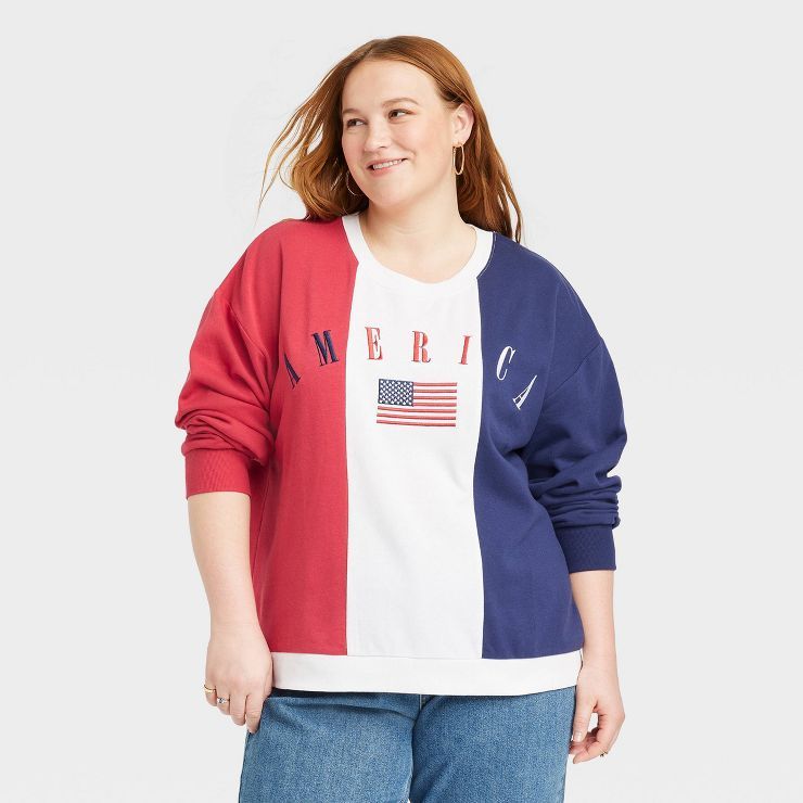 Women's Americana Color Block Graphic Sweatshirt | Target