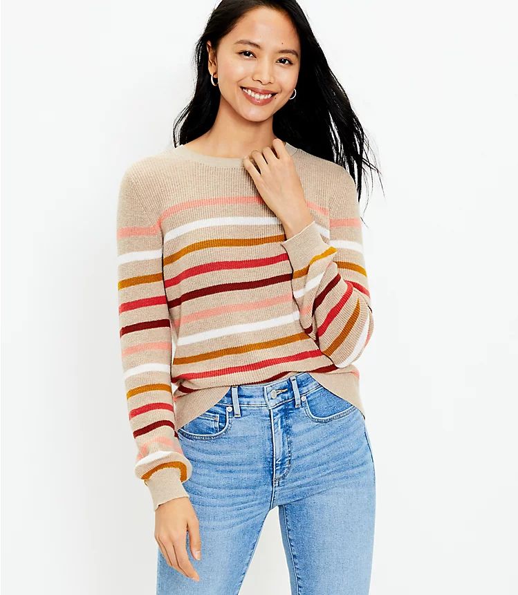 Striped Draped Sleeve Sweater | LOFT