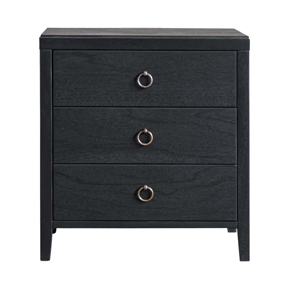 Dwaine Wood 3 Drawer Nightstand, 22"W, Black | Wayfair North America