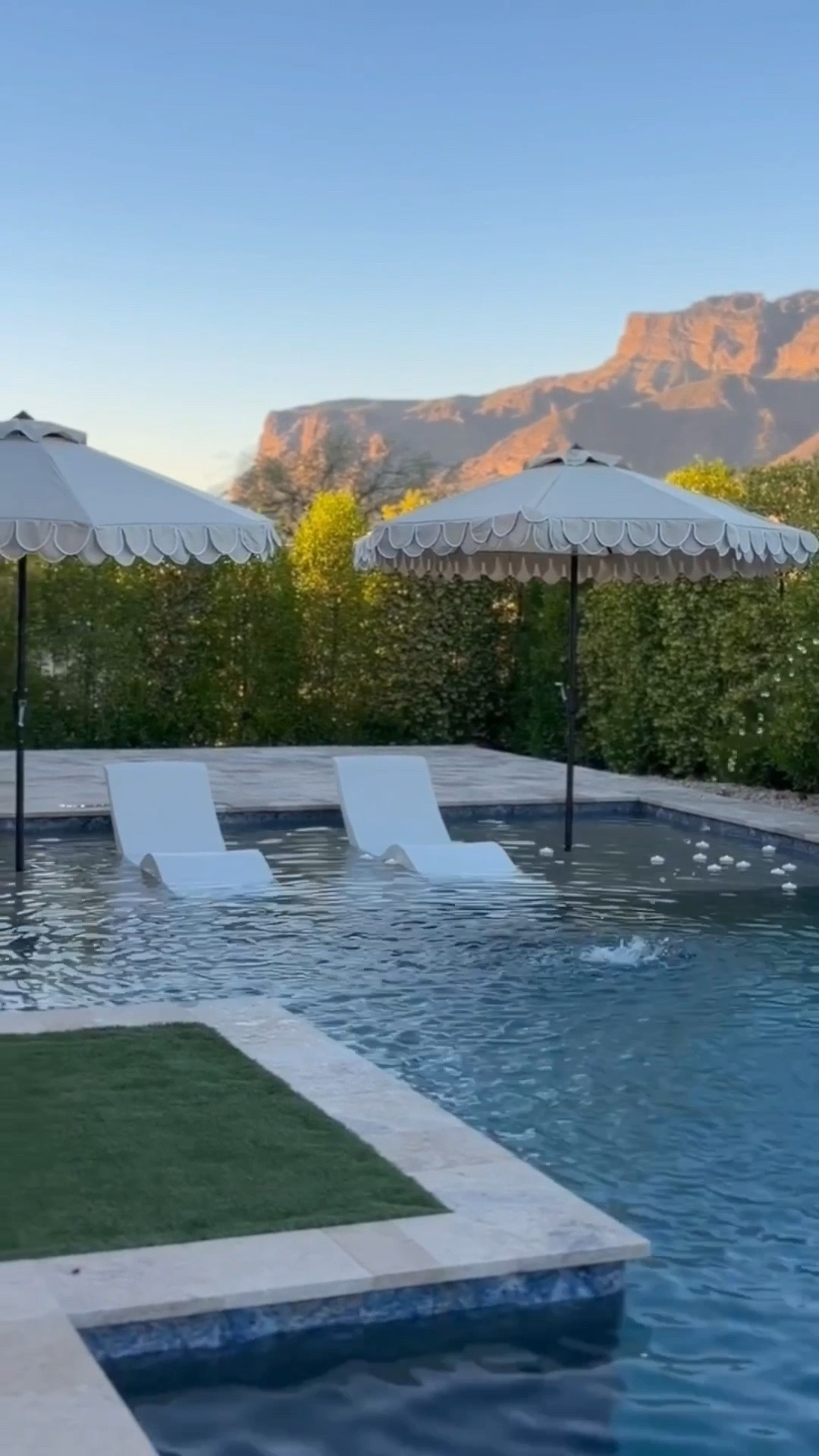 This has been my favorite spot lately 🤍

These designer inspired outdoor finds came together so beautifully. Chaise lounges, fluted chairs, sculptural umbrellas, and concrete side tables… it just feels calm and elevated.
Loving the UV faux bushes and florals in the oversized pots 🌿 the easiest maintenance ever and look real! 

outdoor patio furniture 
designer inspired outdoor
modern patio furniture
faux outdoor plants
resort style patio


#LTKvlog #LTKdayinmylife #LTKHome