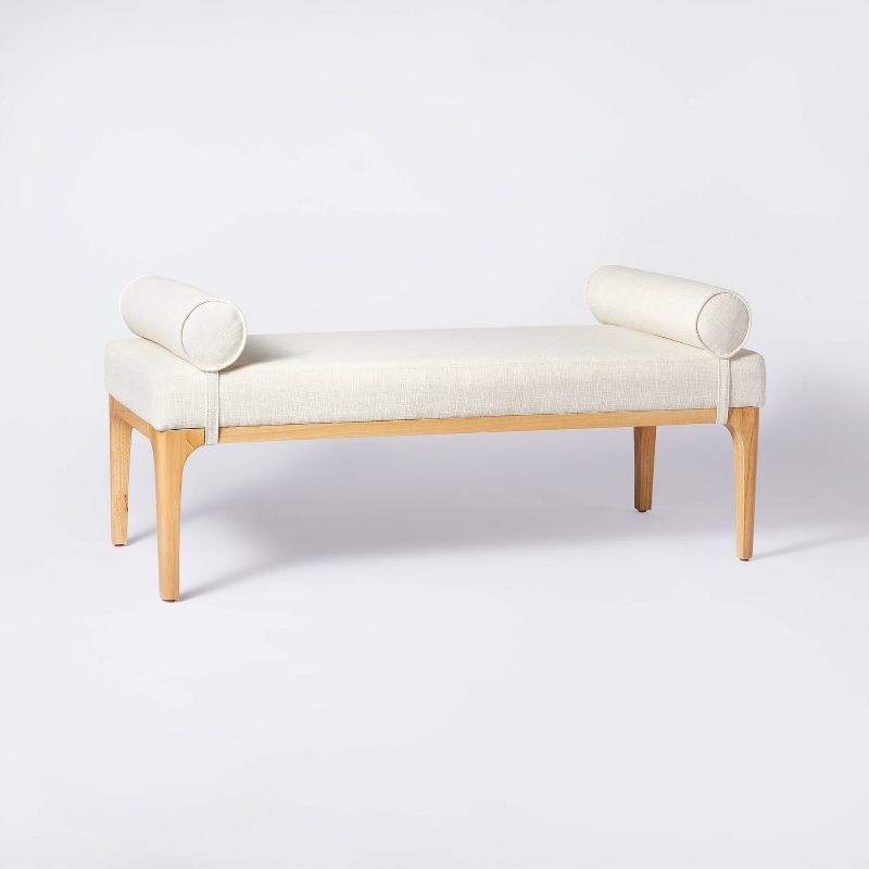 Randolph Bench with Bolster Pillows Linen - Threshold™ designed with Studio McGee | Target