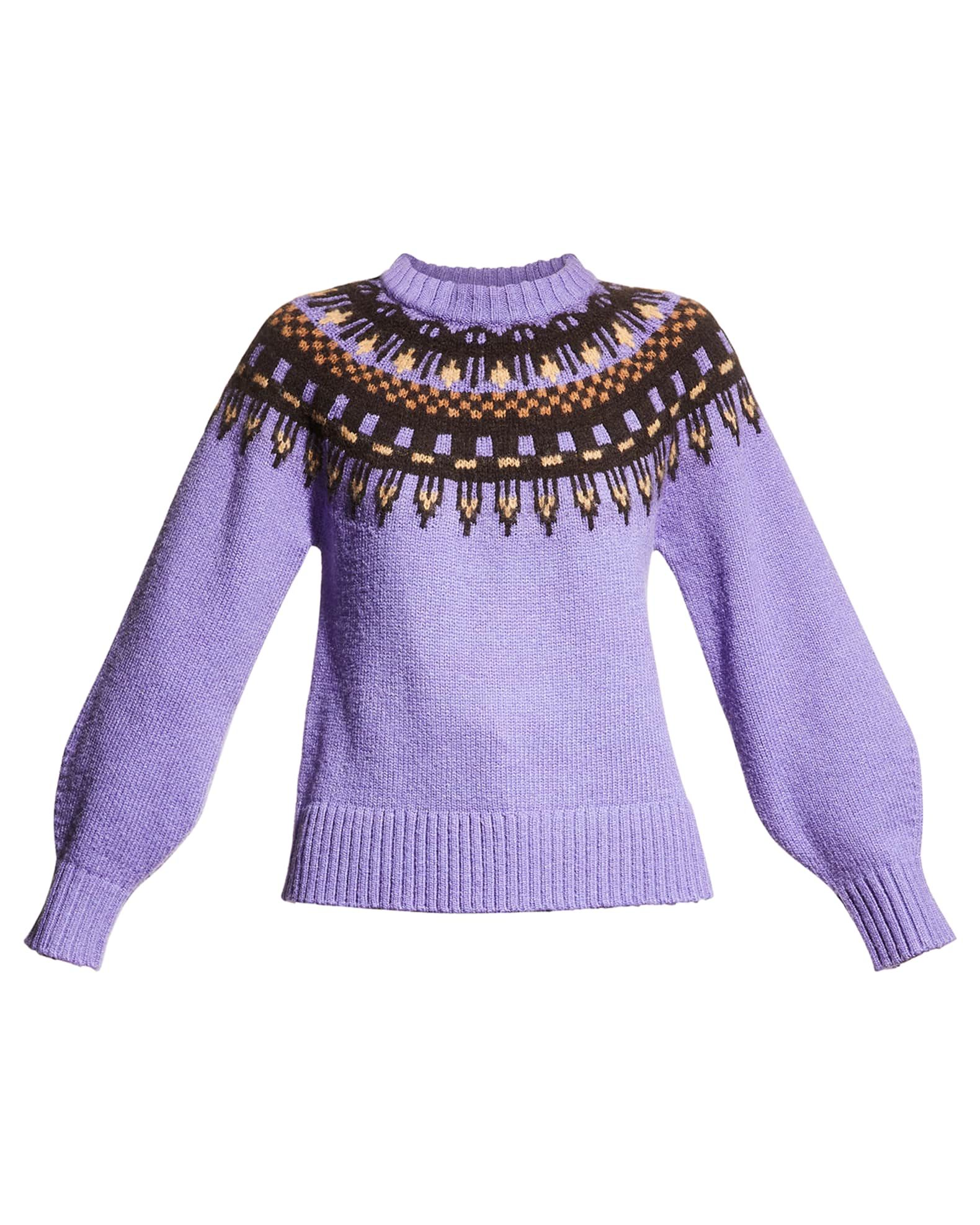 A.L.C. Wool/Silk Fair Isle Pullover Sweater | Neiman Marcus