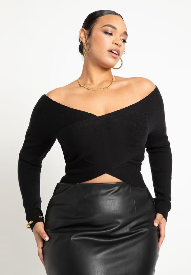 Wrap Front Cropped Sweater | Eloquii