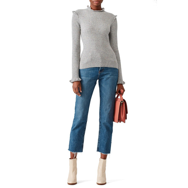Derek Lam 10 Crosby Grey Fitted Sweater grey | Rent the Runway