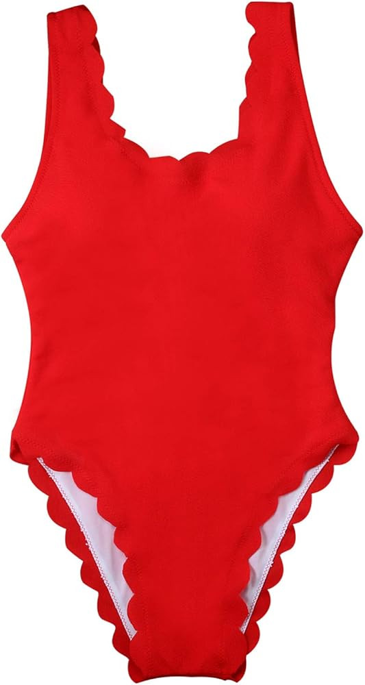 Women's One Piece Wavy Edge Trim Backless Bikini Padded Tummy Control Swimwear Swimsuit Bathing S... | Amazon (US)