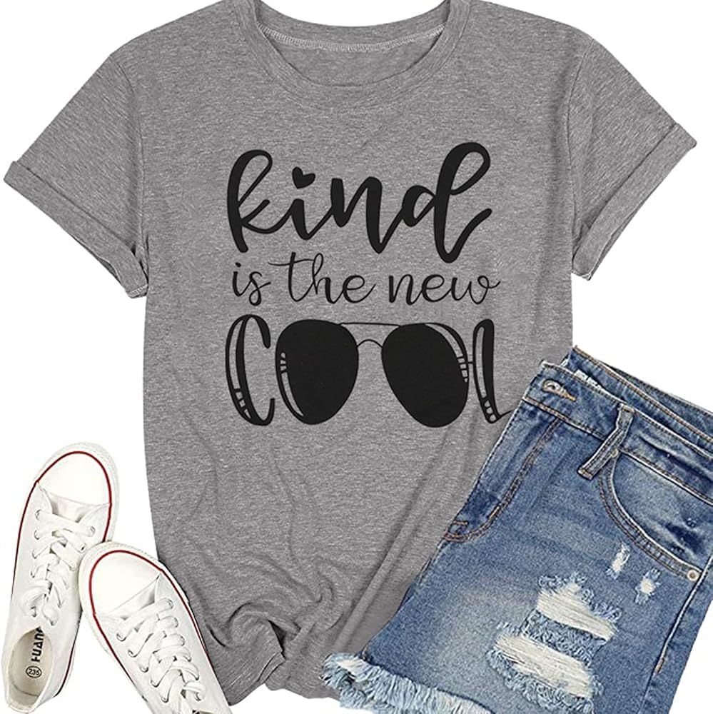 UNIQUEONE Be Kind Shirts Women Cute Puzzle Graphics Tee Kindness Casual T Shirt Tops Blouse | Amazon (US)