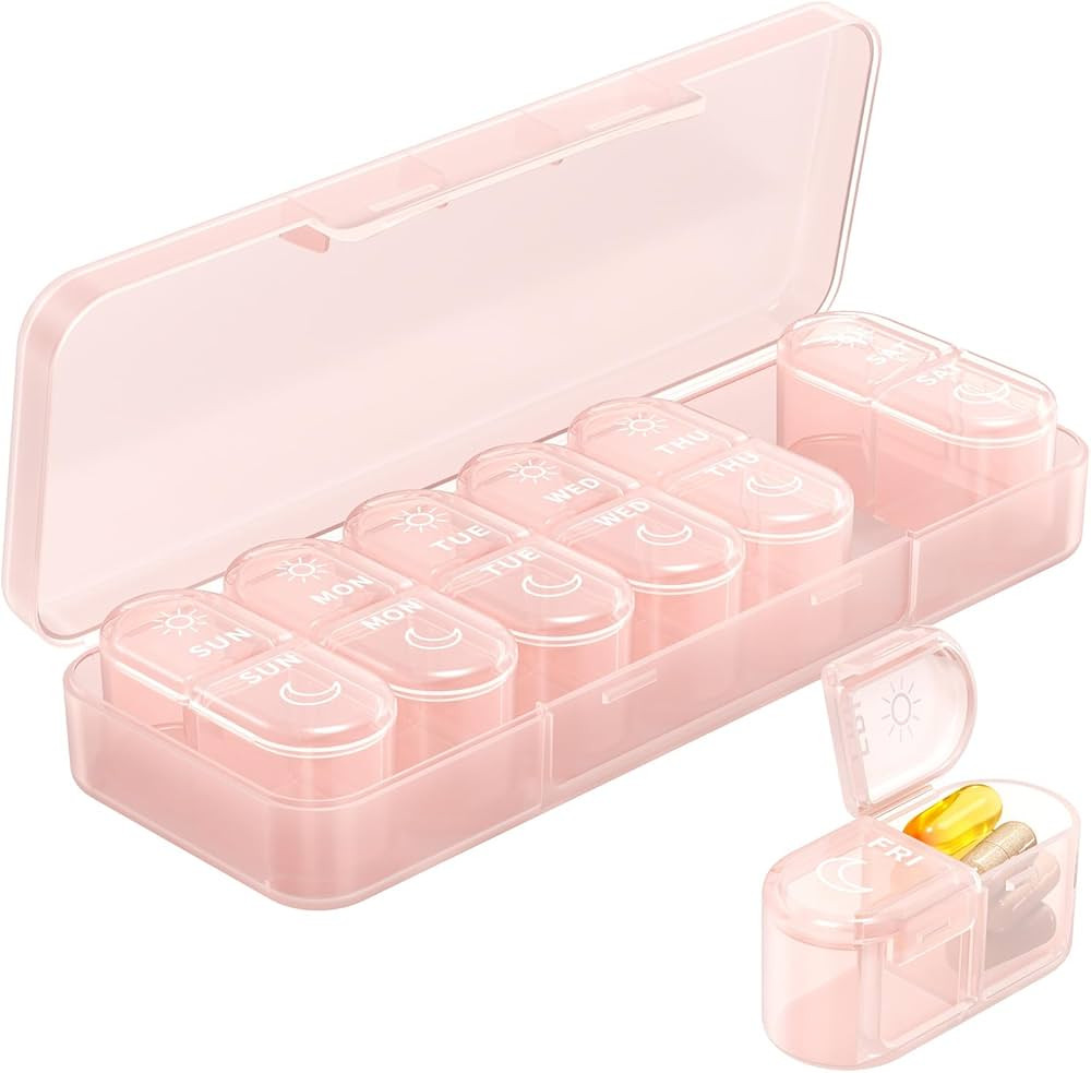 Pillex Weekly Pill Organizer 2 Times a Day, Daily AM PM Pill Box Case 7 Day with Large Openings f... | Amazon (US)