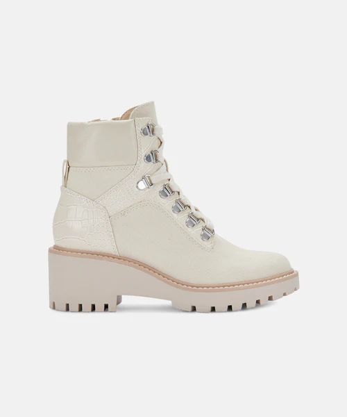 HUNTER BOOTIES IN IVORY CANVAS | DolceVita.com