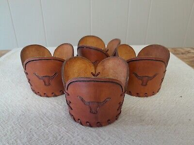 Vintage Longhorn Leather Tooled Old Western Coasters Cowboy Ranch Farmhouse GIFT  | eBay | eBay US