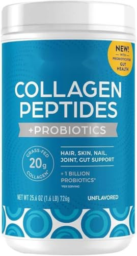 Collagen Peptides + Probiotics, Unflavored| 34 Servings | 20g Grass-Fed Collagen Peptides | 19g Protein 0g Sugar, 0g Carbs 1.6 lbs | Amazon (US)