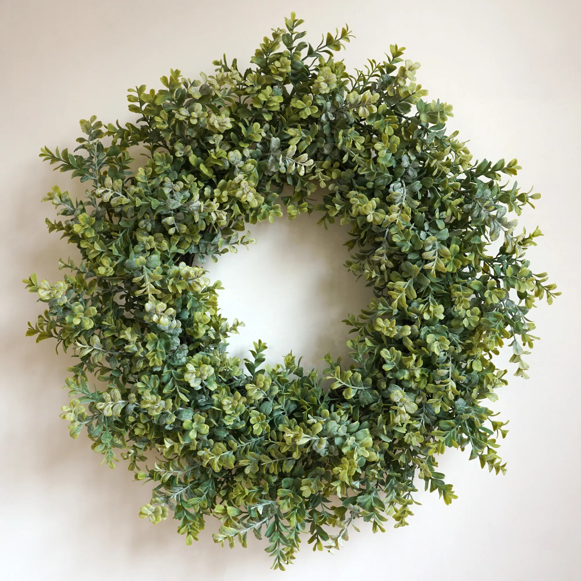 28''large Artificial Boxwood Wreath, Greenery Front Door Wreath For All Seasons, Artificial Boxwo... | Wayfair North America