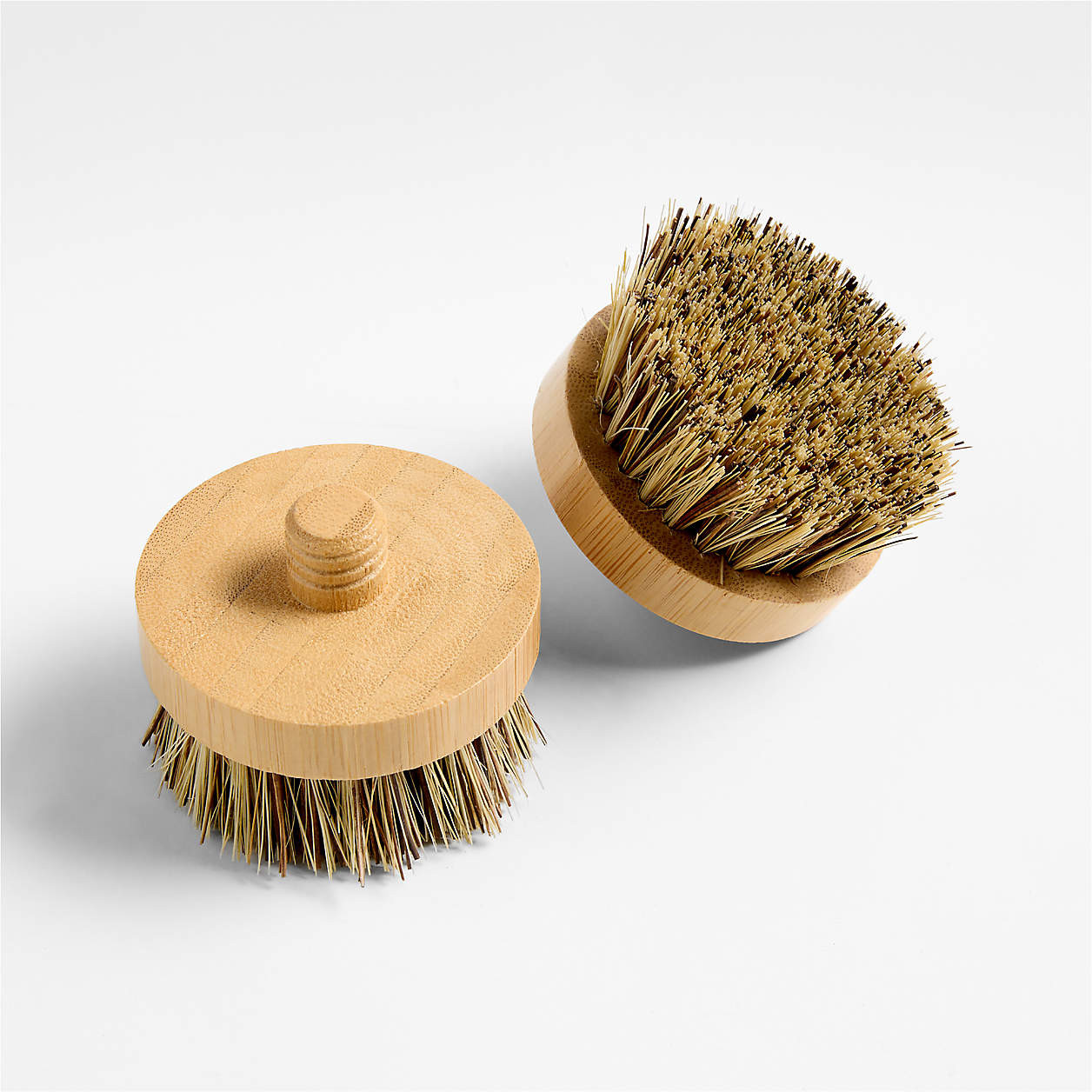 Clean by Crate Natural Palm & Dish Brush Replacement Heads, Set of 2 | Crate & Barrel | Crate & Barrel