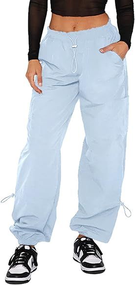 Hoefirm Cargo Pants Women High Waist Adjustable Y2k Baggy Pants Parachute Pants for Women with Po... | Amazon (US)