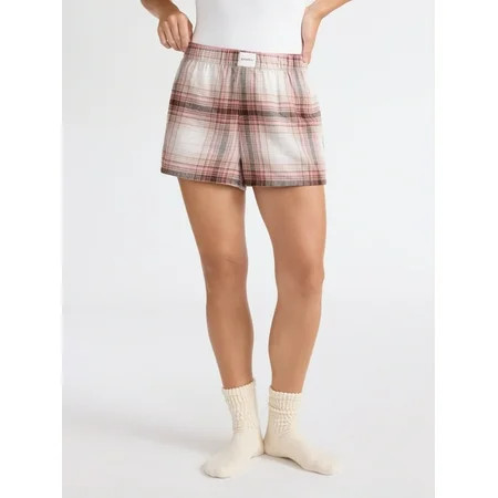 Joyspun Women's Flannel Pajama Boxer Shorts, 3'' Inseam, Sizes XS-3X | Walmart (US)