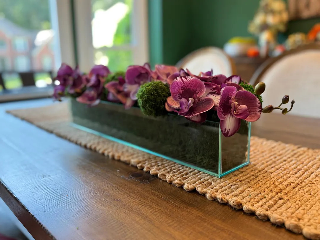 SHIPS TODAY! Real Moss and Faux Orchids Arrangement in Glass Vase, Maintenance Free - Etsy | Etsy (US)