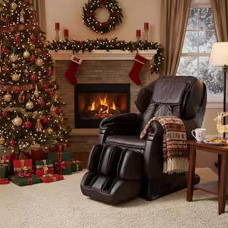 Pro 8500 Series Brown Faux Leather Reclining 2D Massage Chair with Zero Gravity, Foot and Calf Ma... | The Home Depot