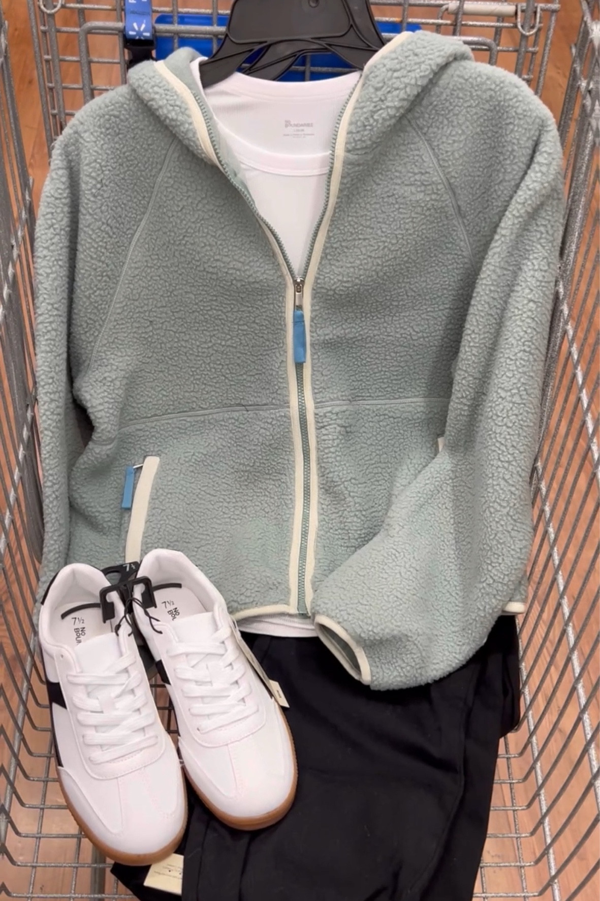 Walmart outfit idea for winter into spring with this zip fleece hoodie (I sized up one to a medium), this layering tee and utility joggers. I will say the joggers are soft and comfy but the cotton fabric does show lint. #walmartfinds #walmartfashion 

#LTKFindsUnder50 #LTKFindsUnder100 #LTKStyleTip