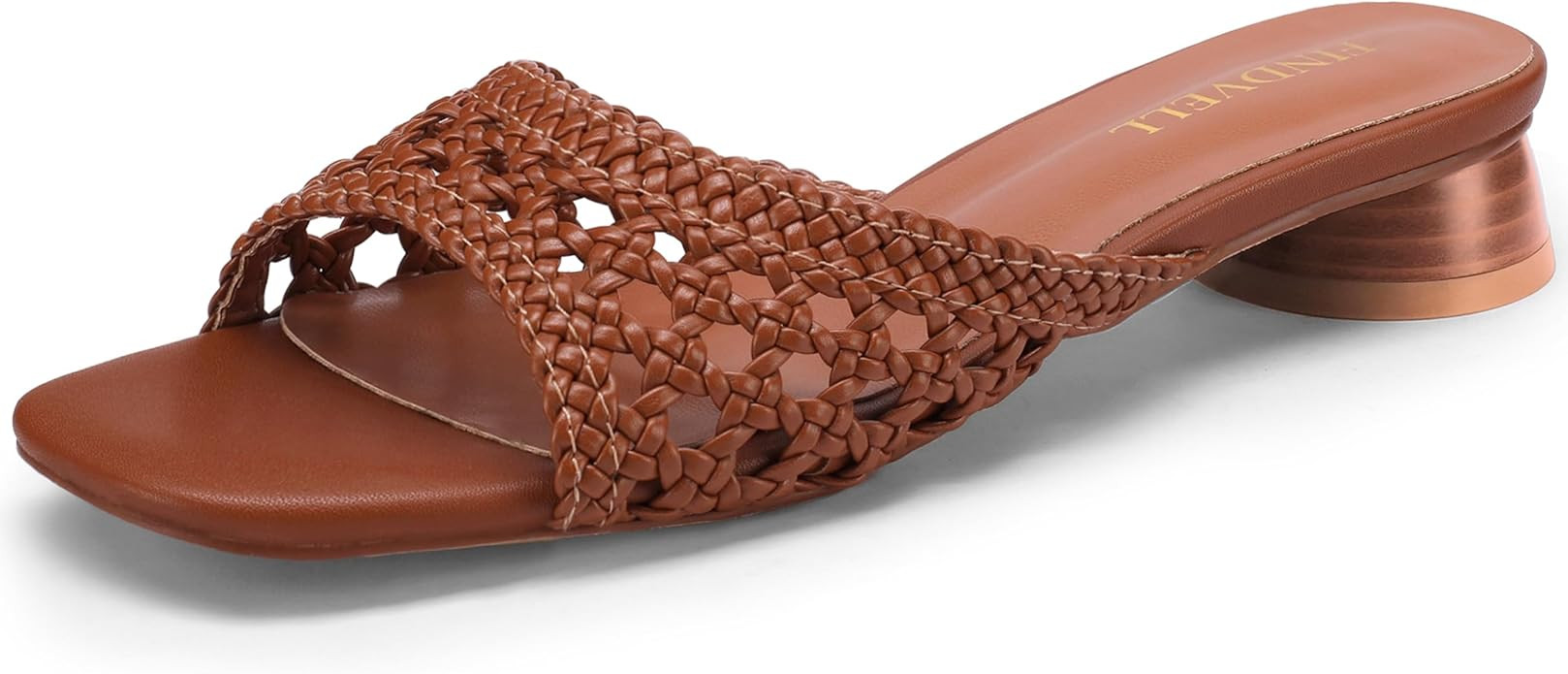 Women's Low Heels Sandals Braided Mule Chunky Block Heeled Slides Square Open toe Slip On Mules F... | Amazon (US)