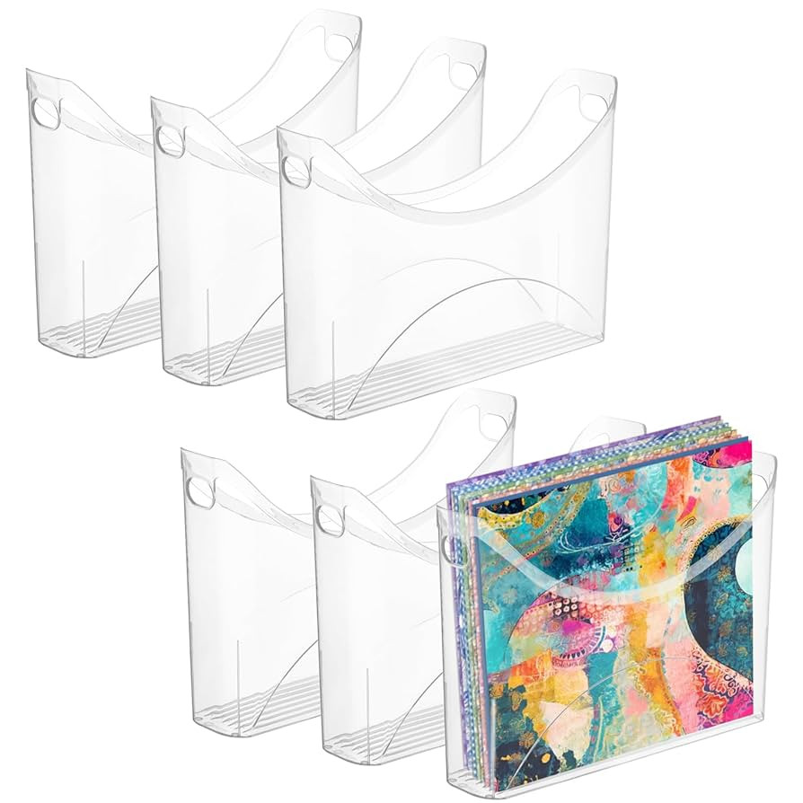 Rainmae 6 Pack Scrapbook Paper Storage Organizer with Handle Clear Plastic Scrapbook Storage Bin ... | Amazon (US)