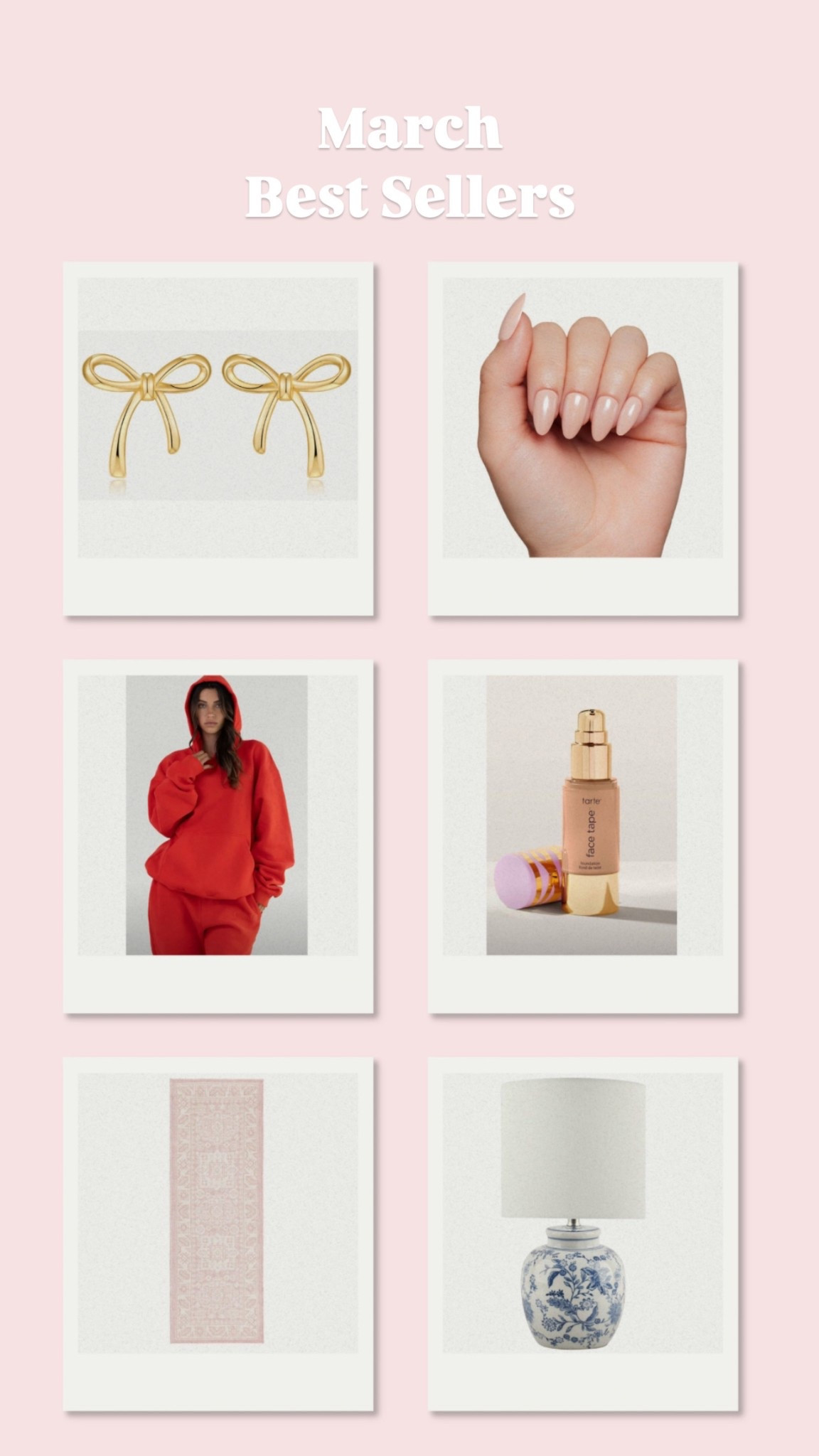 March best sellers 🤍 
Home decor, foundation, comfy sweatsuits, bow earrings

#LTKBeauty #LTKSeasonal #LTKHome