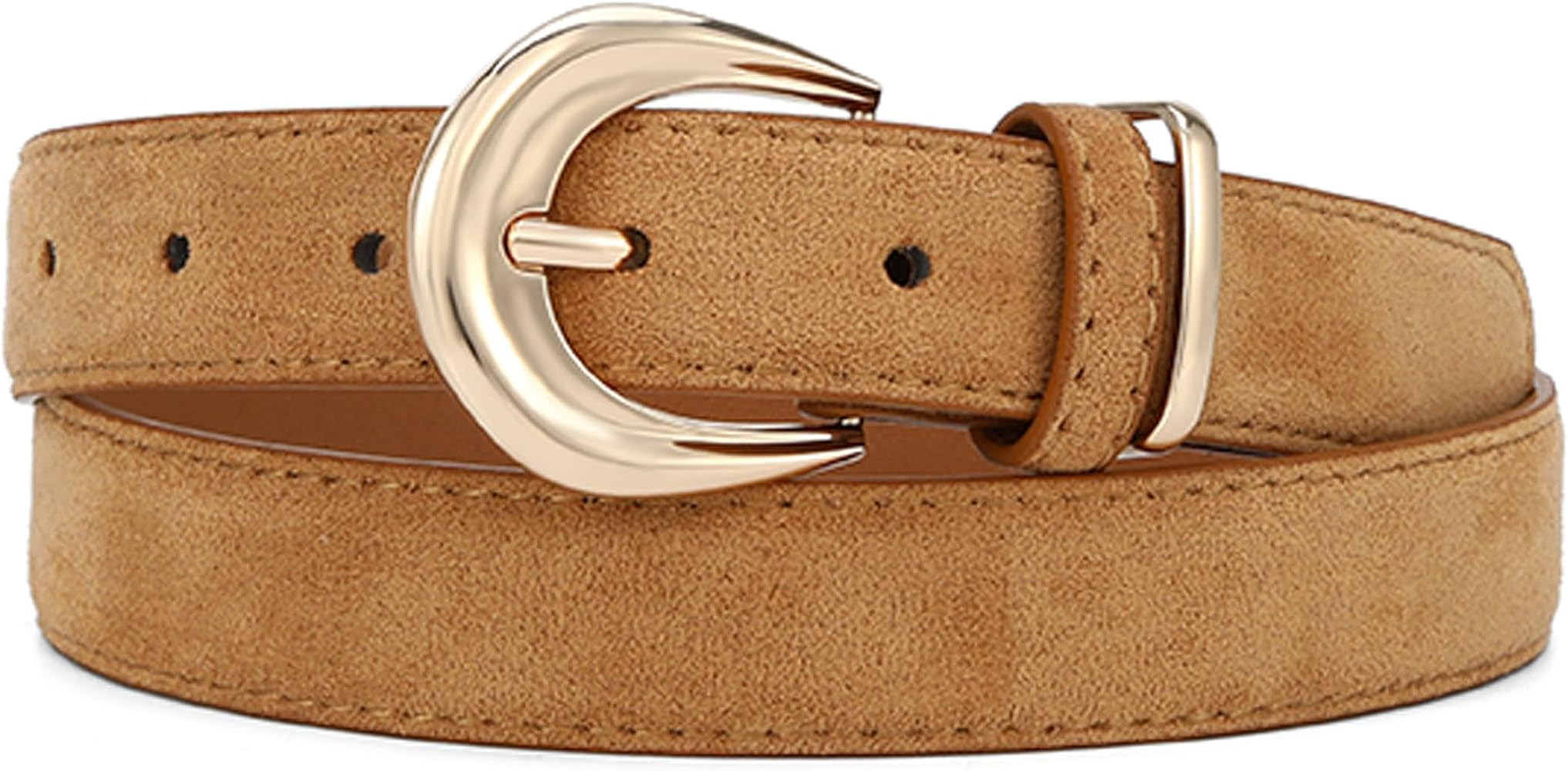 Earnda Suede Belts for Women Jeans Dresses Casual Wear Elegant Ladies Waist Belt with Gold Buckle | Amazon (US)