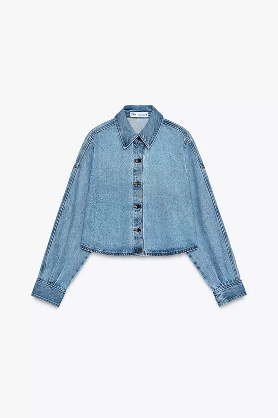 Z1975 CROPPED OVERSIZED DENIM SHIRT | Zara US