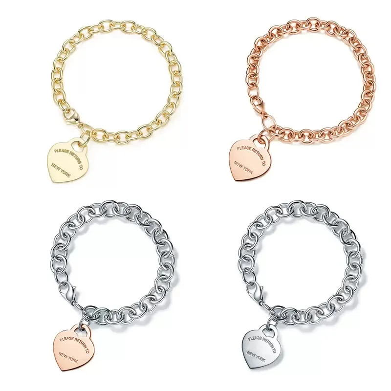 1:1 dupe Tiffany Love heart-shaped bracelet female thickened silver bottom plating fashion Valent... | DHGate