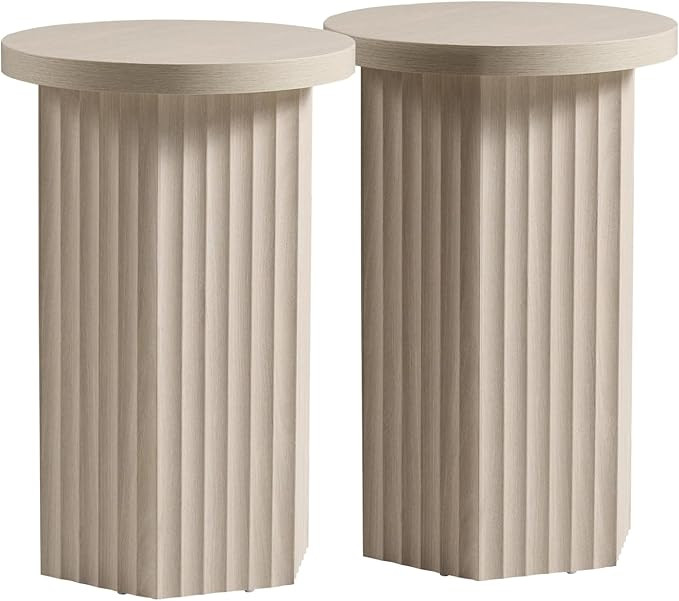 VividVibe End Tables for Living Room, Fluted Couch Side Table with Hexagonal Base, Wooden Bedside... | Amazon (US)