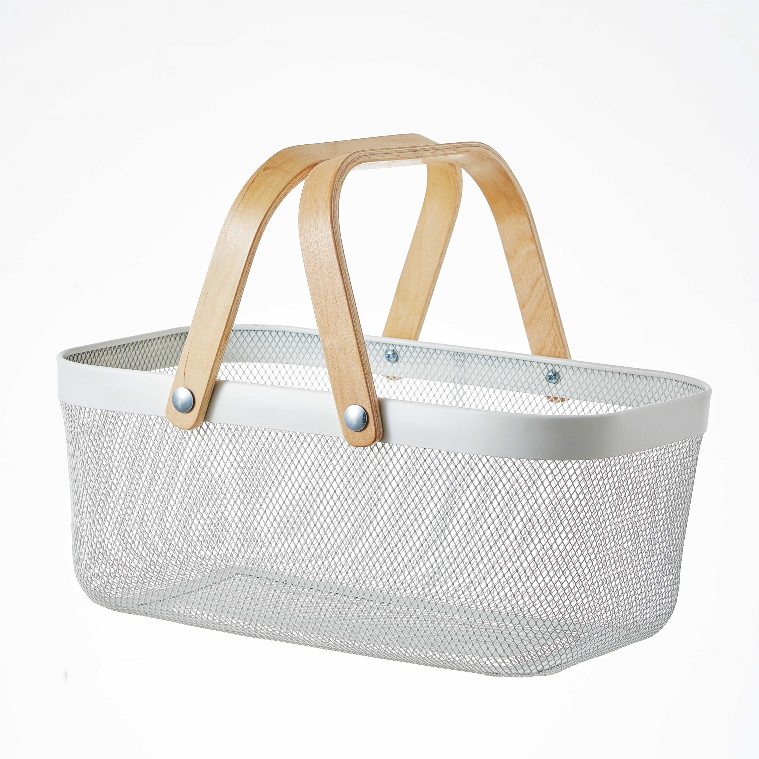 Eden & Willow Mesh Wire Metal Storage Basket with Wooden Handle - Versatile Organiser for Kitchen... | Amazon (UK)