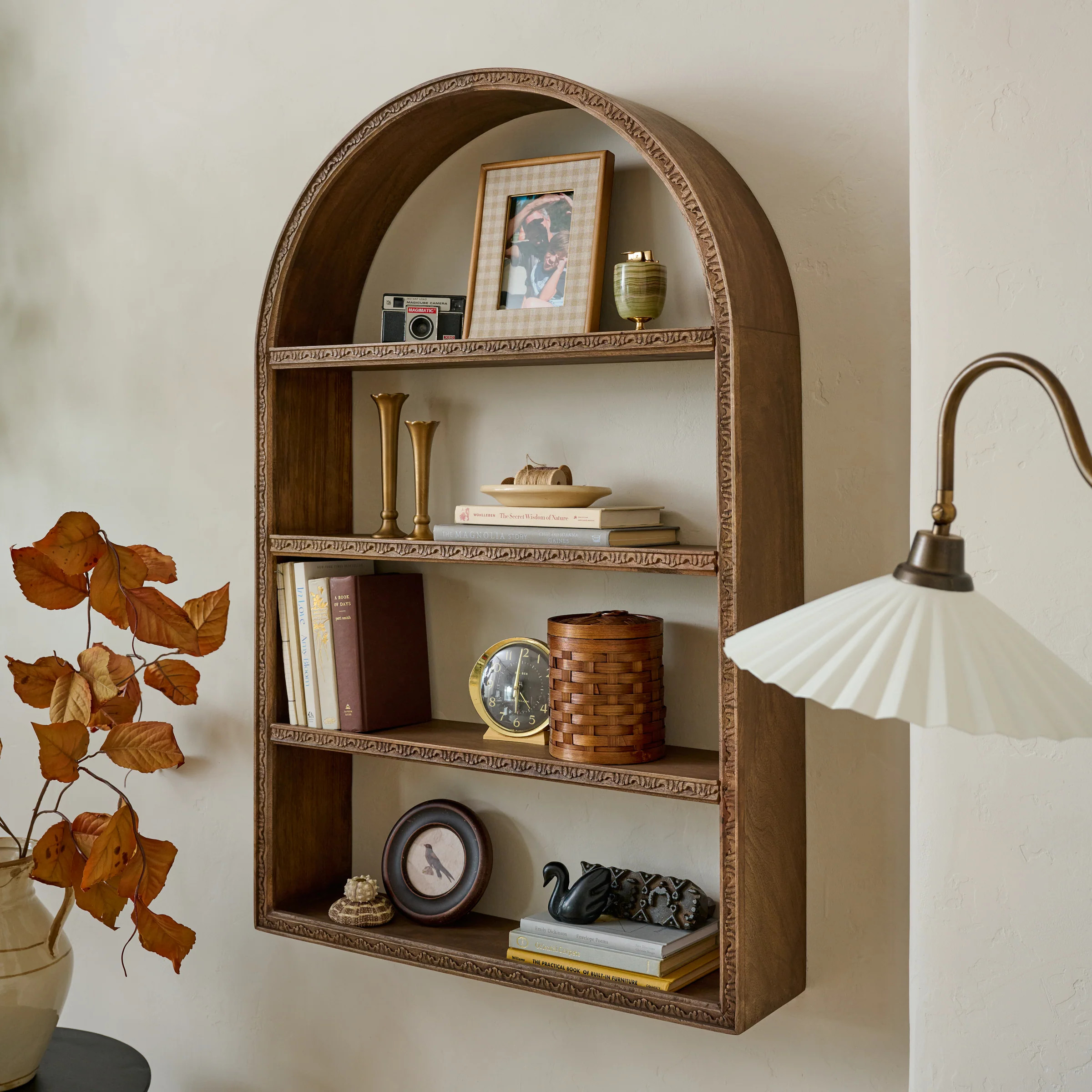 Hand Carved Wooden Archer Shelf | Magnolia