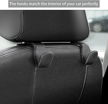 Headrest Hooks for Car, Back Seat Organizer Gray Leather Hanger Holder Hook, for Hanging Purses a... | Amazon (US)
