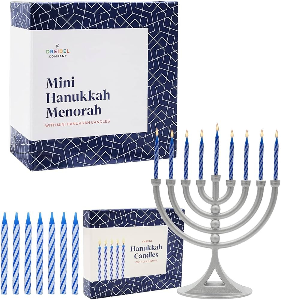 The Dreidel Company Classic Hanukkah Mini Menorah with Birthday Candles, for All 8 Days of Chanuk... | Amazon (US)