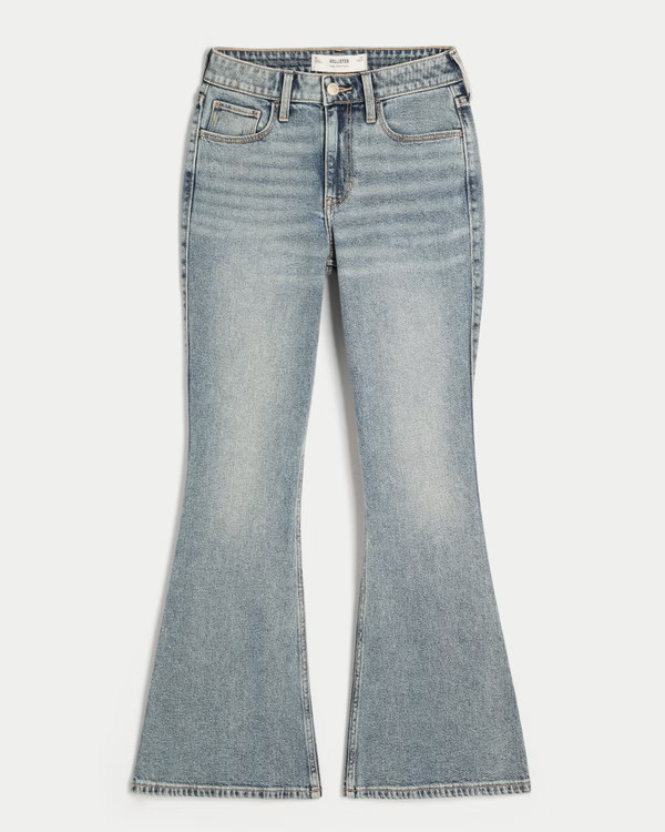 High-Rise Dark Wash Flare Jeans | Hollister (US)