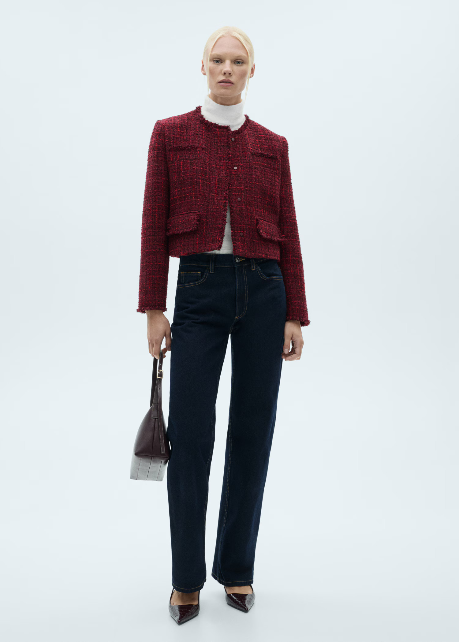 Tweed jacket with frayed ends - Women | MANGO USA | Mango (US/MX/AU)