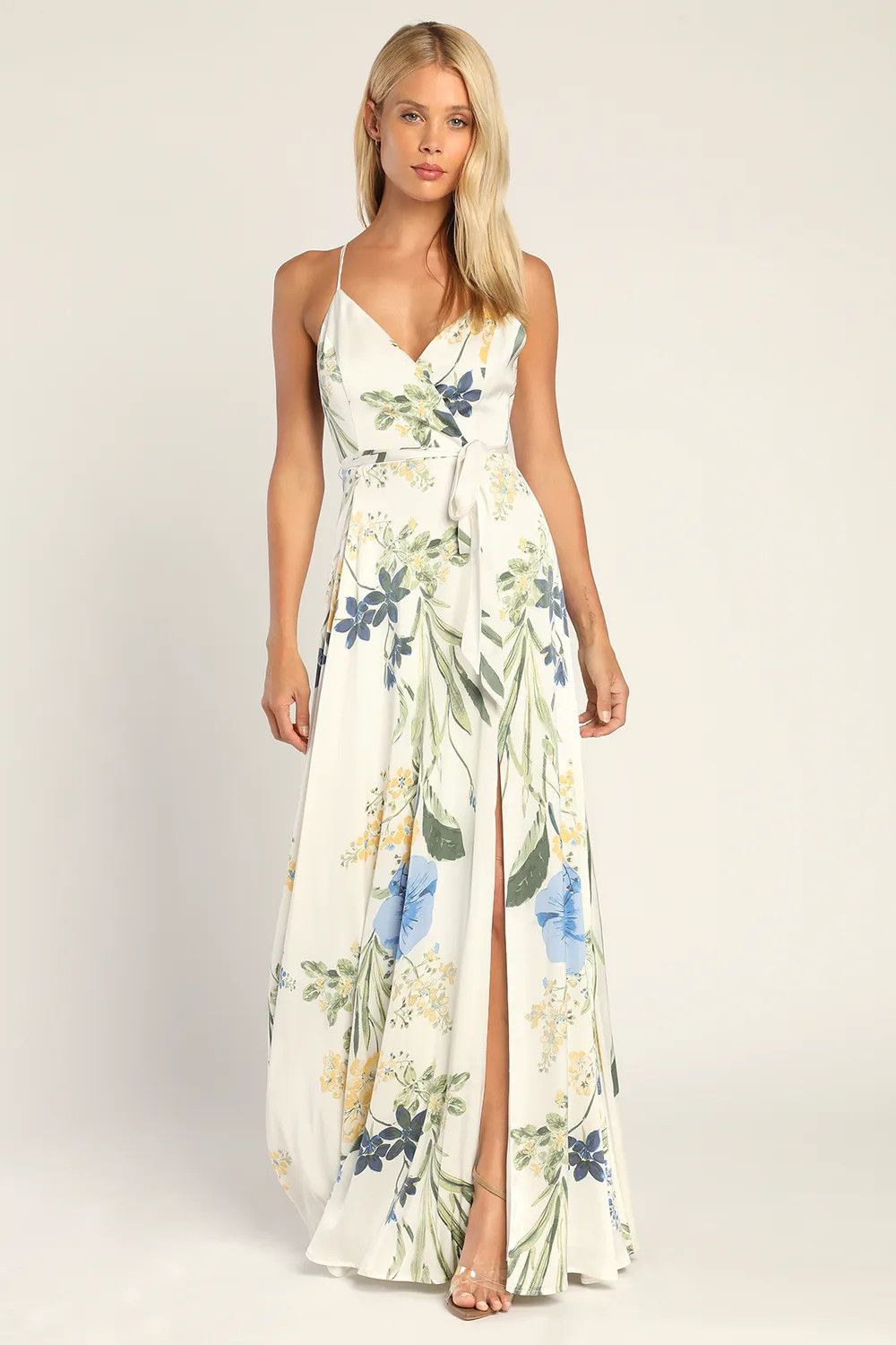 Still the One White Floral Print Satin Maxi Dress | Lulus (US)
