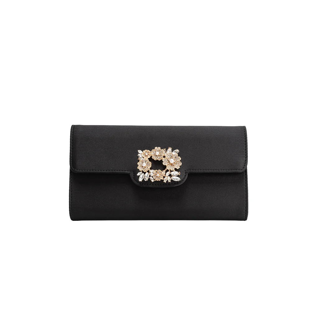 Elodie Black Satin Crossbody Bag | Melie Bianco | Melie Bianco