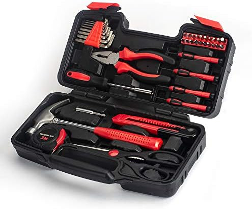39-Piece General Tool Set-Essential Household Hand Tool Kit with Portable Toolbox Storage Case（Red-C | Amazon (US)