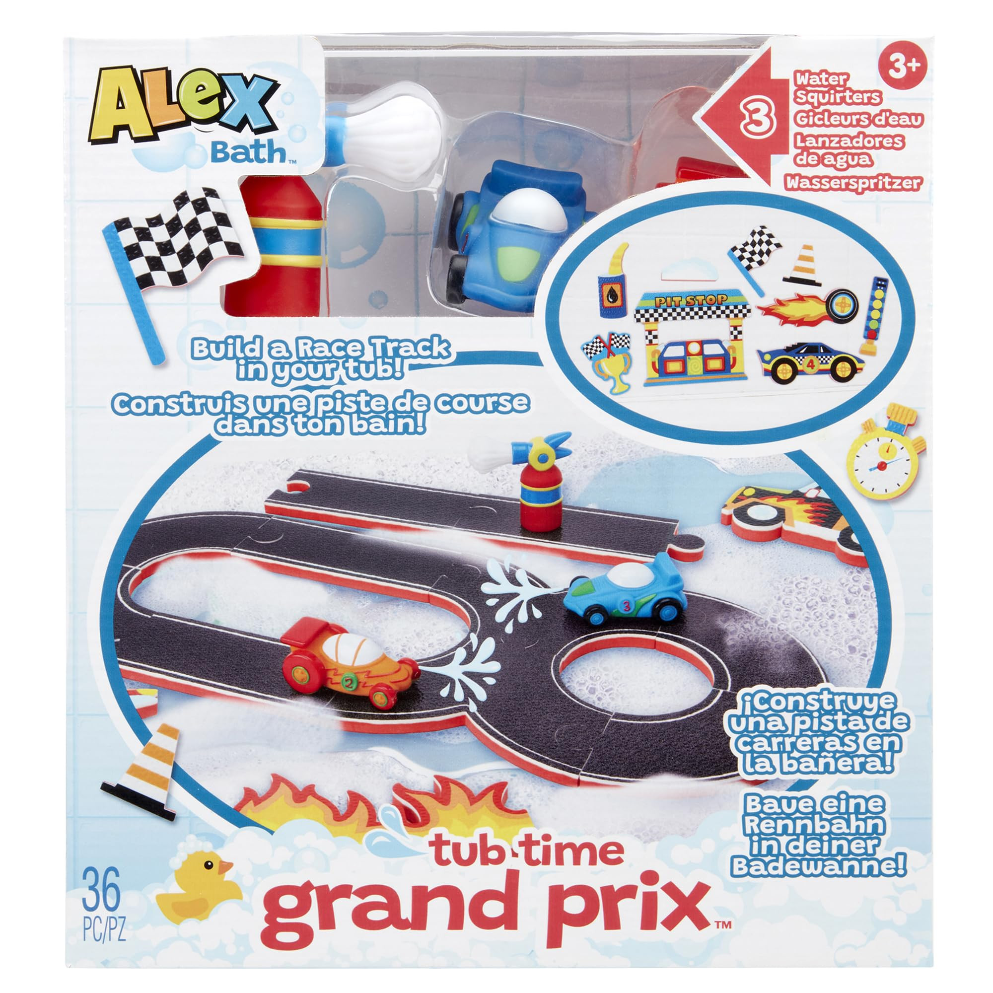 ALEX: Tub Time Grand Prix - 32 Piece Bath Time Toy Set, Car & Racetrack Playset, Foam Pieces, Wat... | Amazon (US)