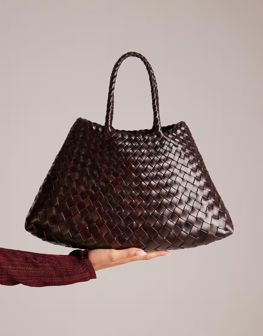 Dragon Diffusion santa croce small woven leather bag in dark brown | ASOS (Global)