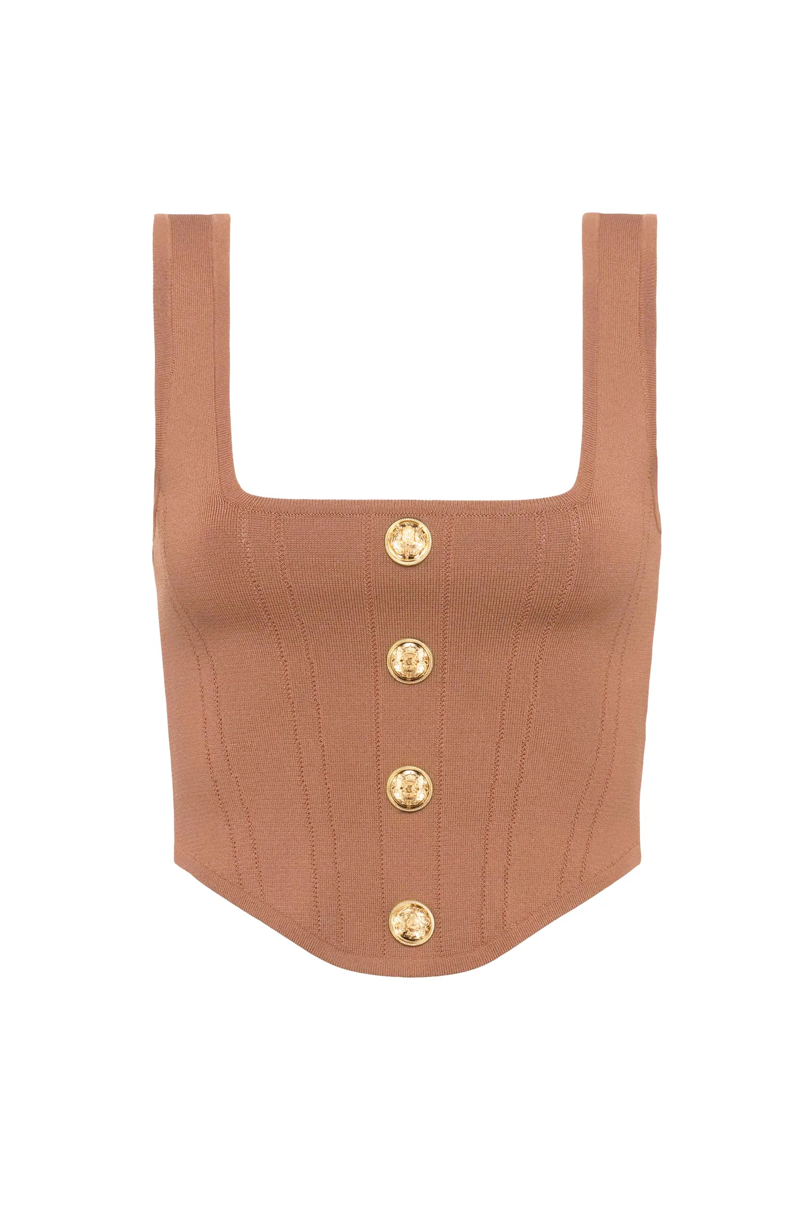 Venus Button Top - Mocha Mousse | The Noli Shop