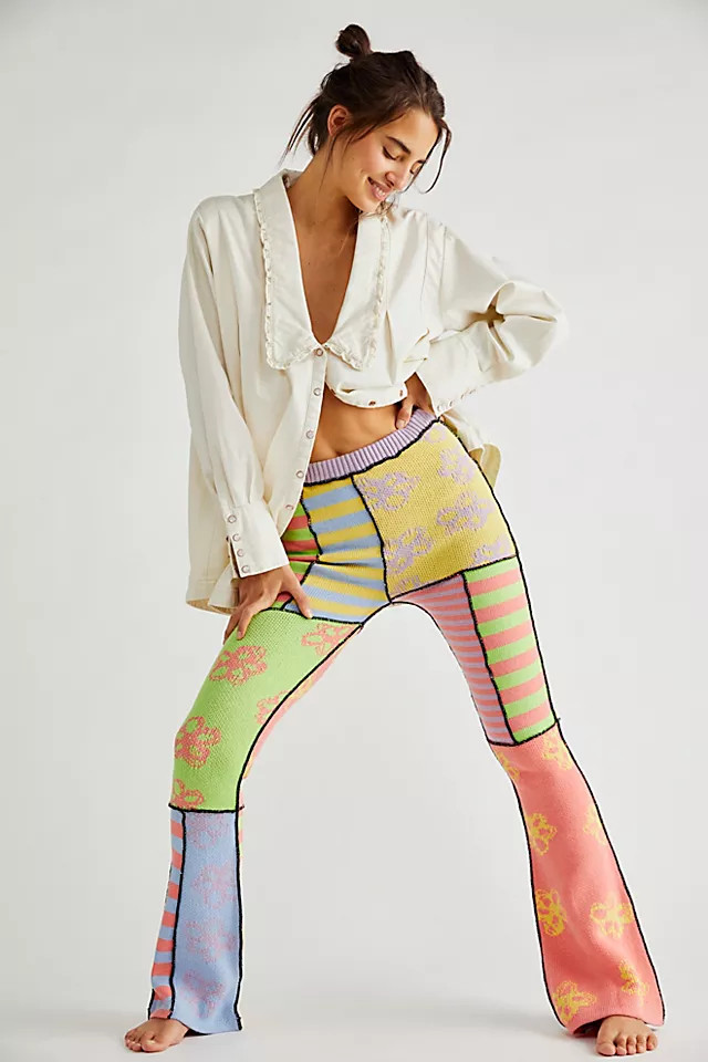 The Ragged Priest Mix Knit Flare Pants | Free People (Global - UK&FR Excluded)